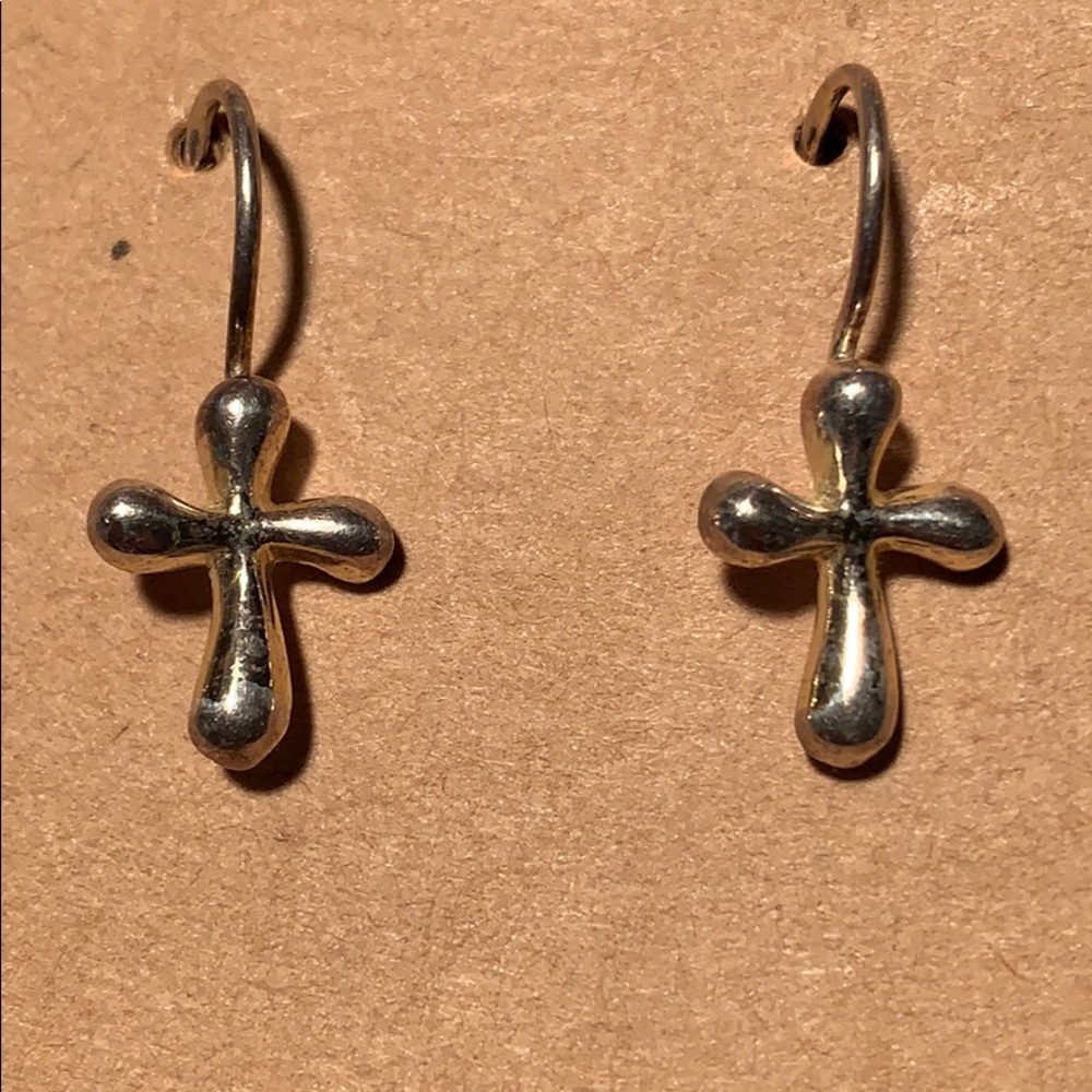 Sterling silver cross earrings w/elsa peretti like